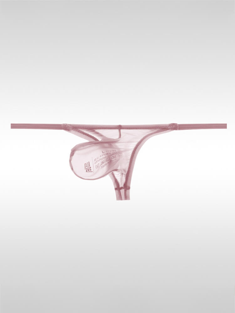 Men's Sexy Sheer U-Bulge Pouch Ice Silk Thong