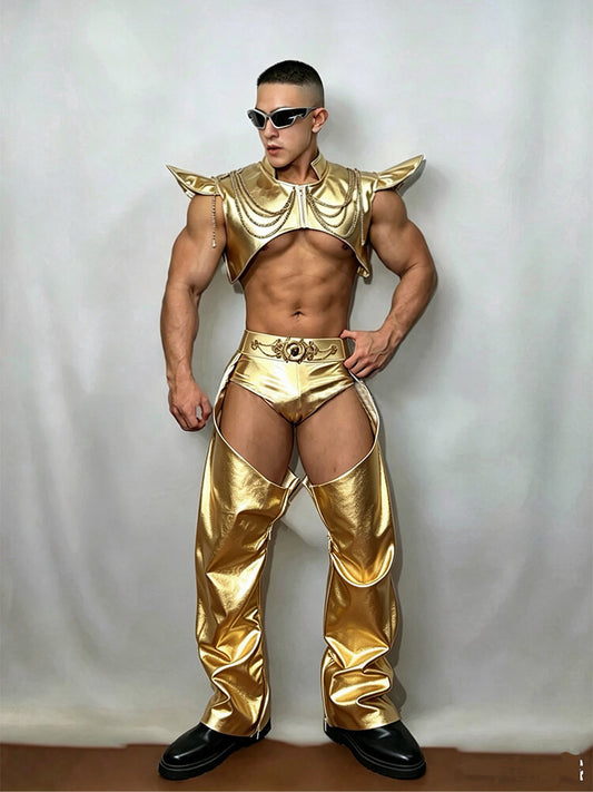 Men's Metallic Armor Performance Costume Set