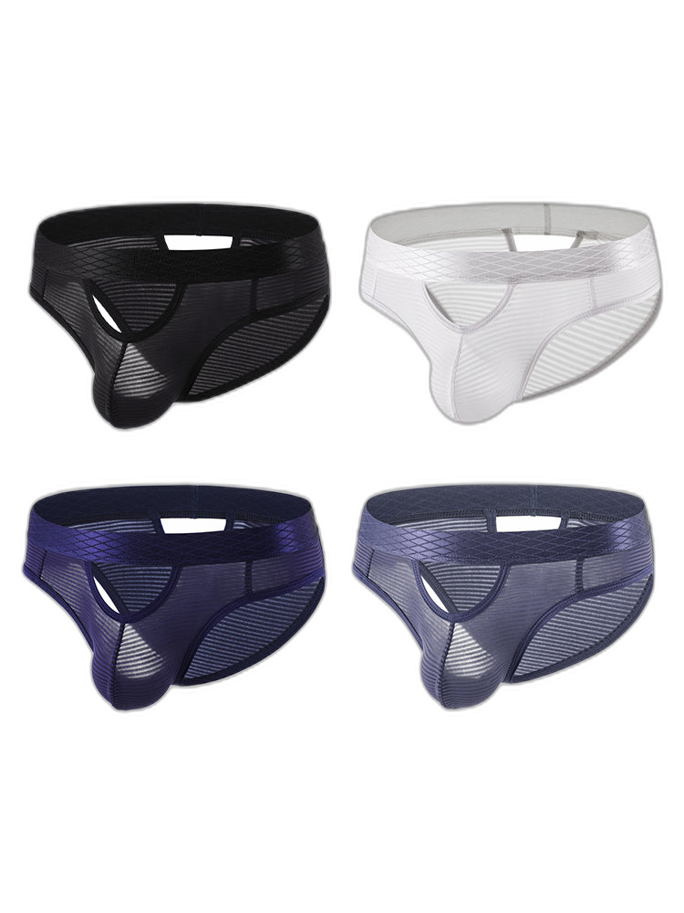 4 Pack Men's Sexy Striped Design Day-Long Comfort Soft-Touch Waistband Bikini