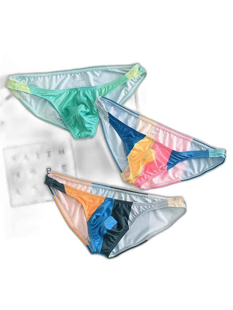 2 Pack Men's Low-Rise Color-Blocking Bikini