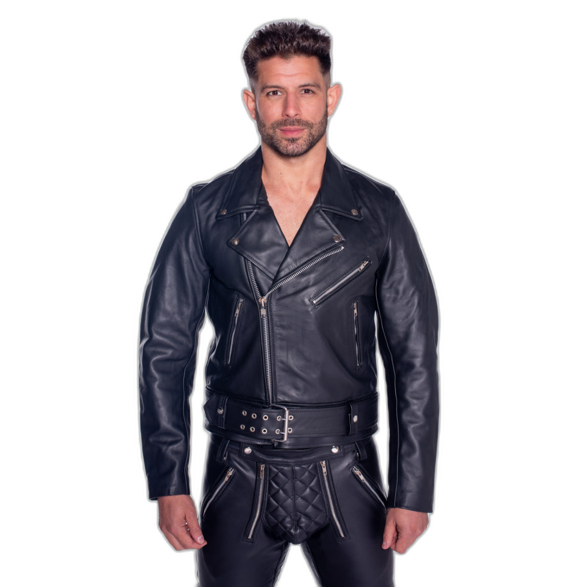 Prowler RED Leather Police Jacket Black