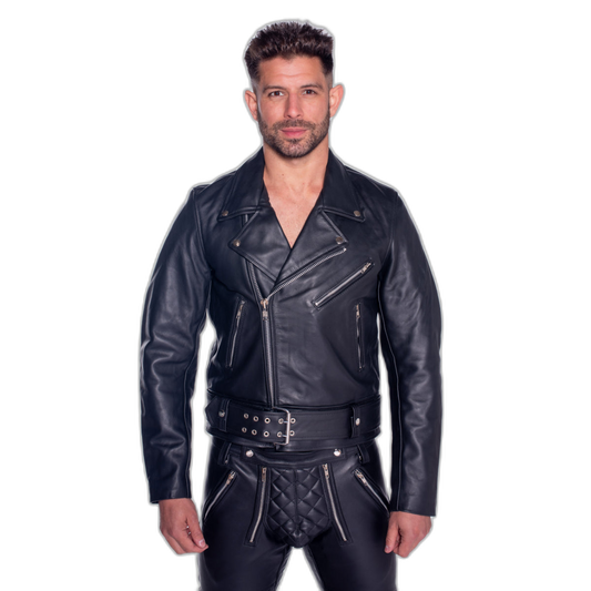 Prowler RED Leather Police Jacket Black