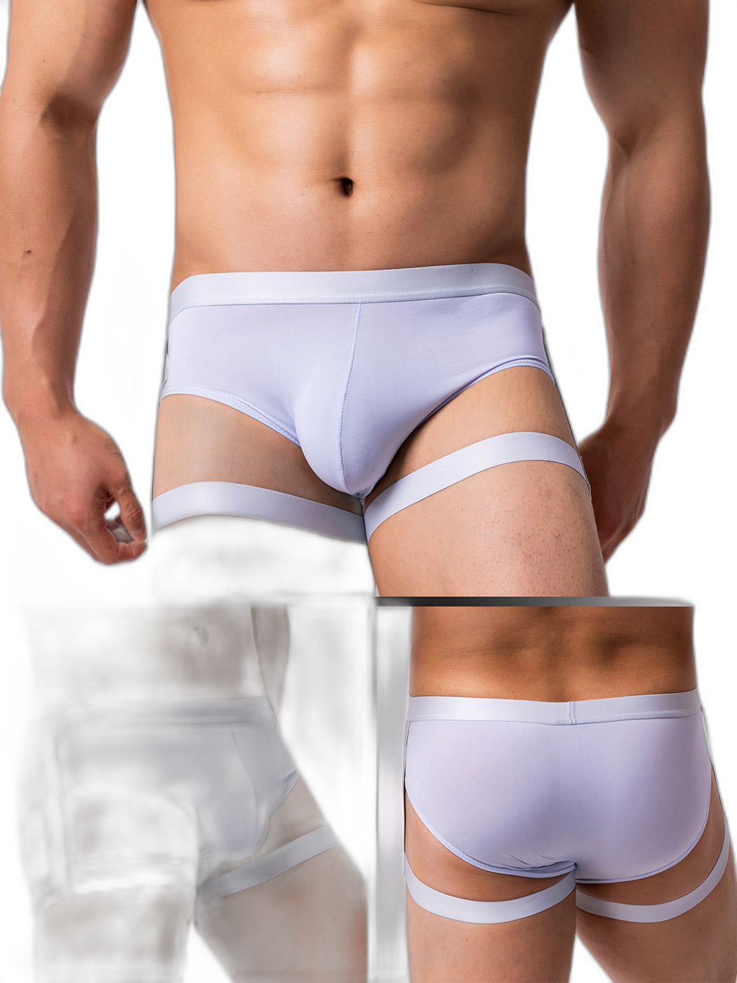 Men’s Sexy Solid Color Suspender Briefs