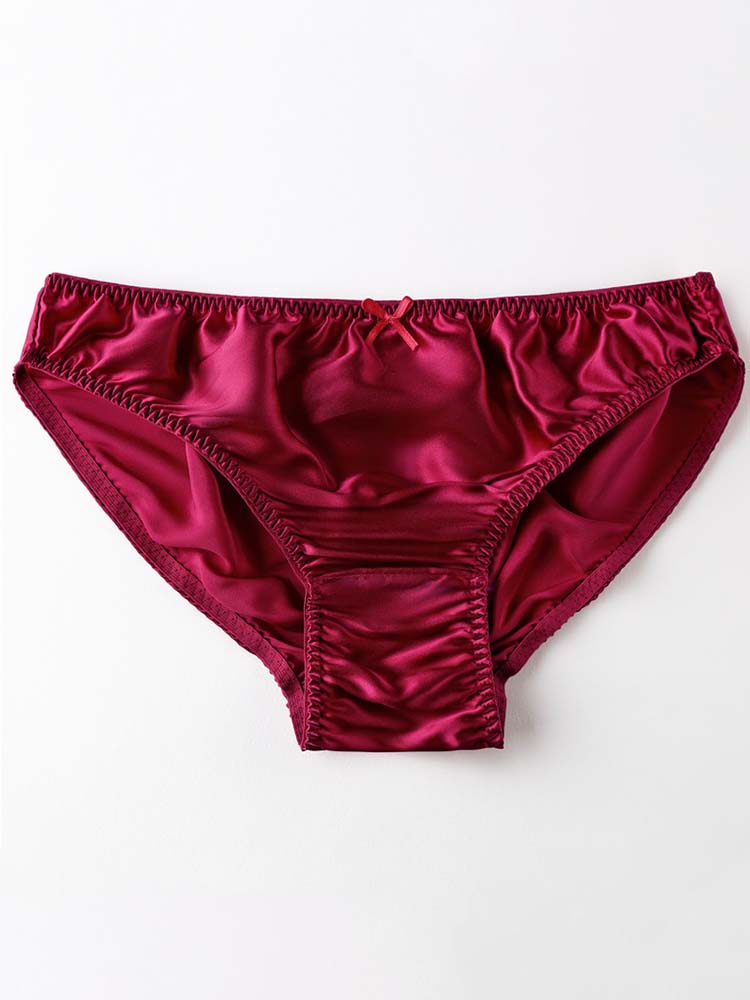 Simple Small Bow Mulberry Silk Solid Color Briefs