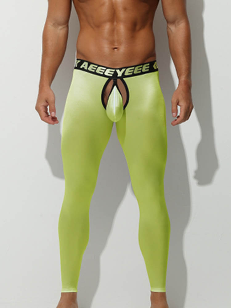 Men's Elasticity Tight Warm Open-Crotch Leggings