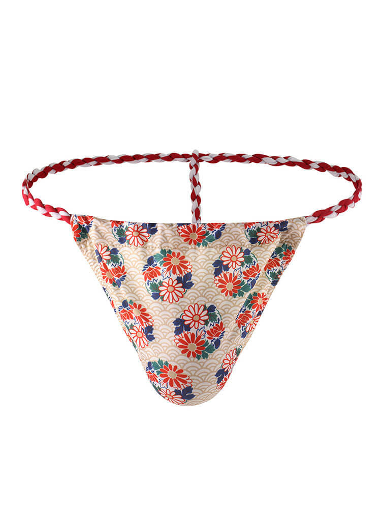 Men's Japanese-Style Printed Low-Rise String Thong