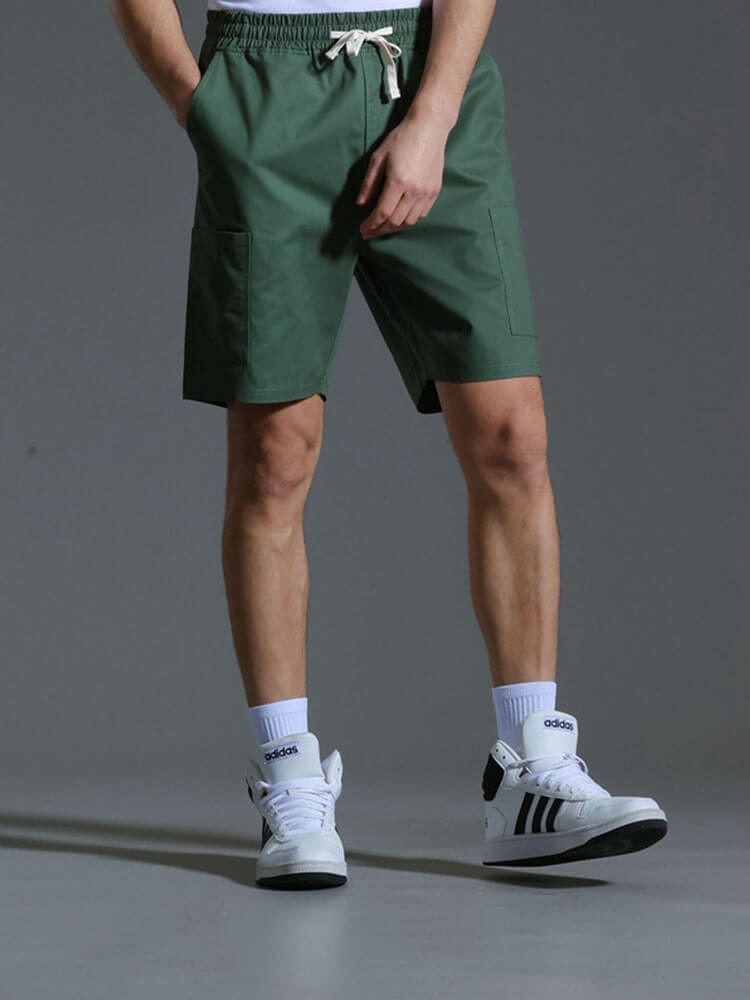 Men's Solid-Color Loose Drawstring Cargo Shorts