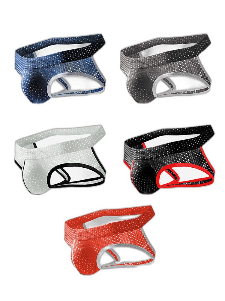 3 Pack Men's Breathable Mesh Ice Silk Sexy Stretch Fit Jockstrap