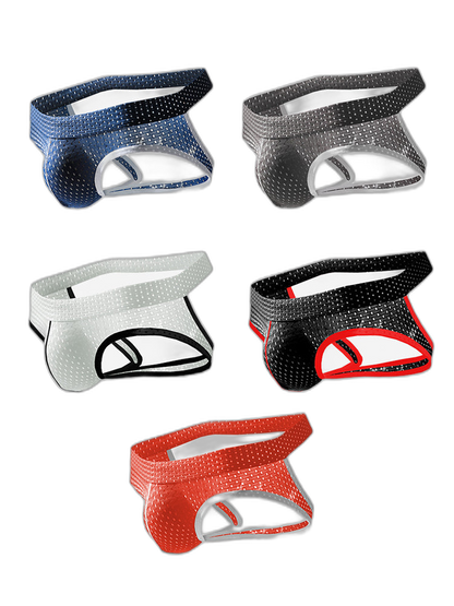 3 Pack Men's Breathable Mesh Ice Silk Sexy Stretch Fit Jockstrap