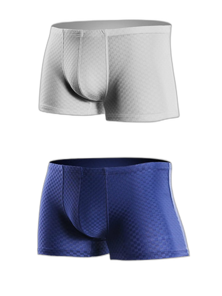 2 Pack Breathable Grid Ice Silk Men's Underwear
