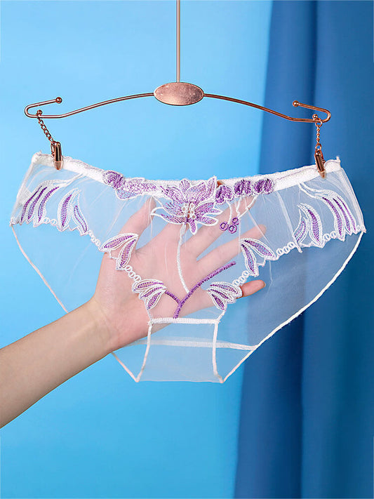 Sexy Lace Transparent Mesh Seamless Briefs