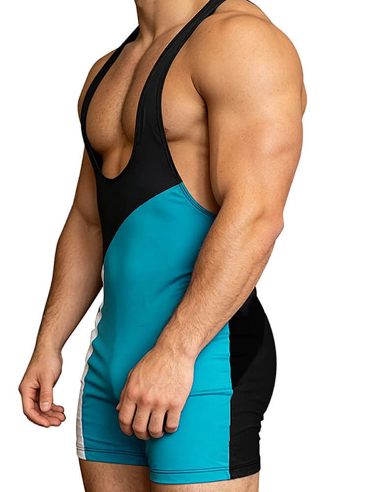 Men's Colorblock Elastic Quick Dry Sports Bodysuit