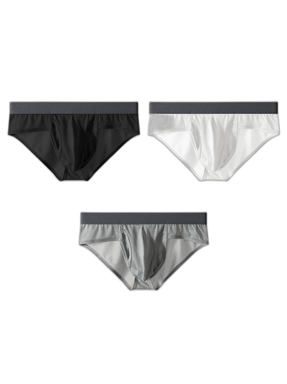 3 Pack Men's Ultra-Soft Breathable Mesh Ice Silk Briefs