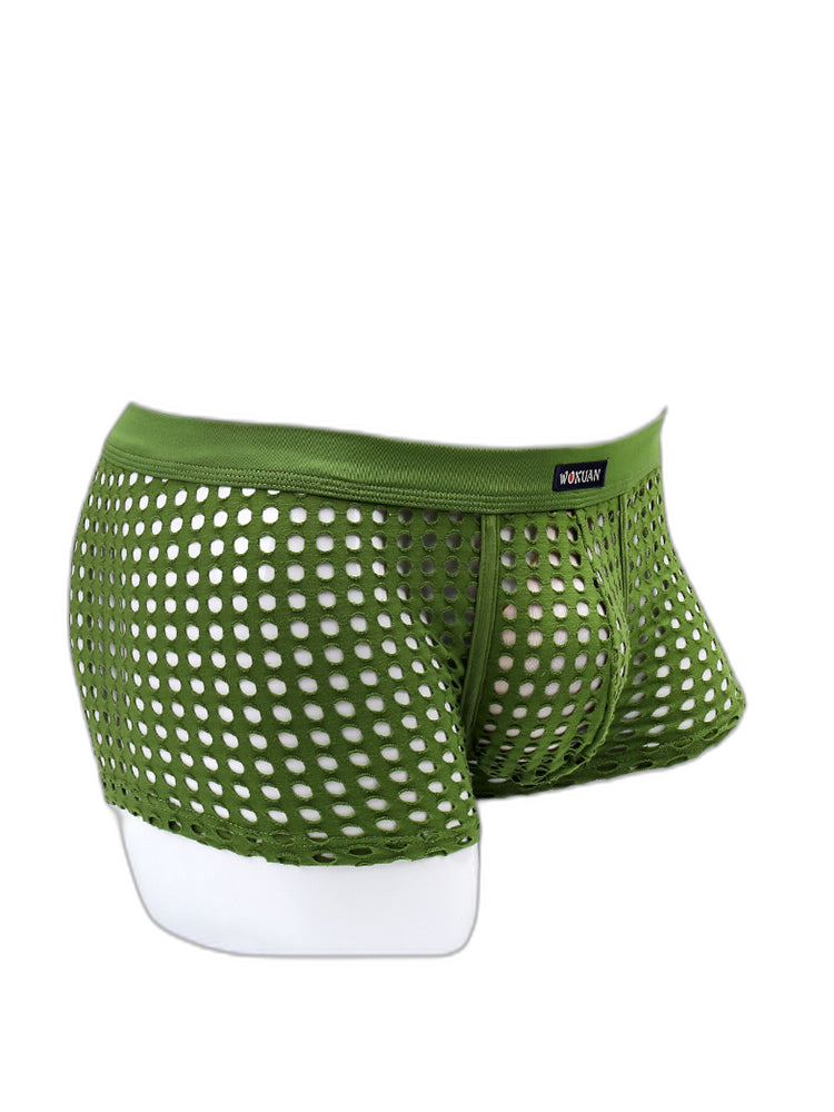 2 Pack Men's Hollow Mesh Sexy Trendy Moisture-Wicking Trunks