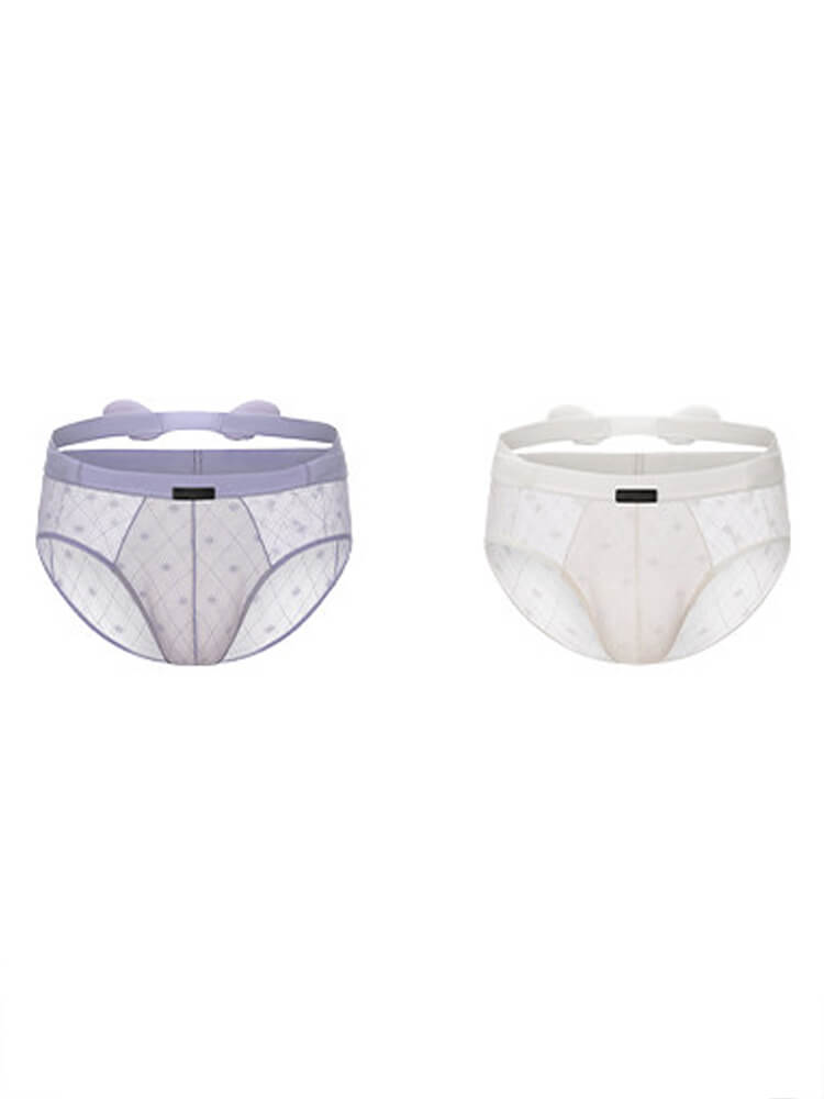 Men's Sexy Purple See-Through Mesh Winged Briefs