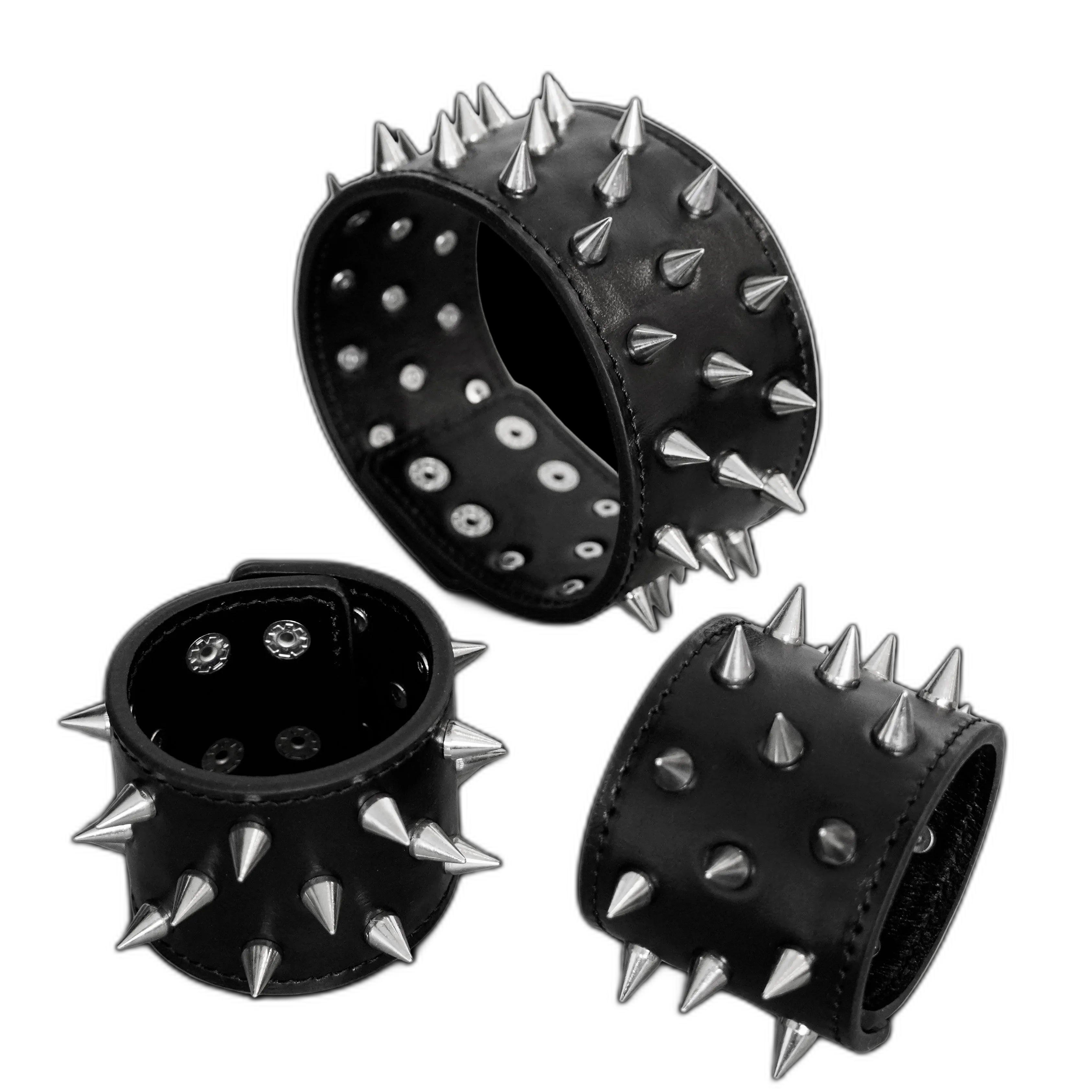 Tumbled Leather Spike Band