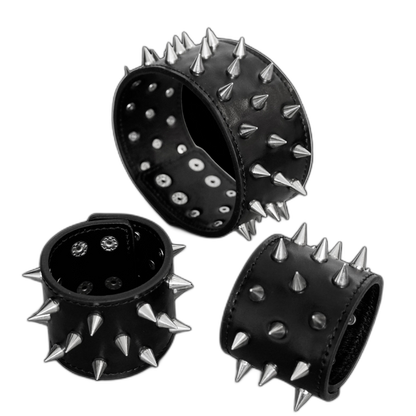 Tumbled Leather Spike Band