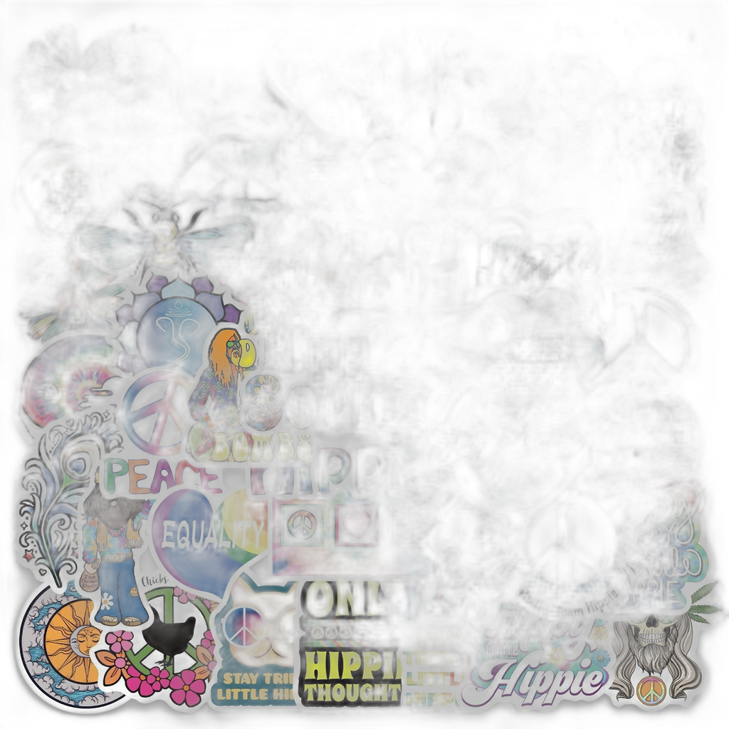 50 Cartoon Hippie Stickers