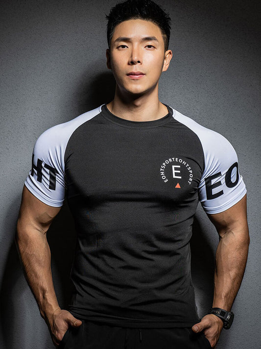 Men's Letter Sports Fitness Quick-Drying T-shirt