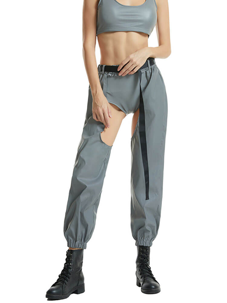 Men's Iridescent Reflective Open-Crotch Pants