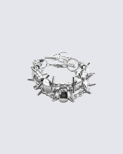 Futuristic Heavy Craft Unisex Punk Titanium Steel Bracelet