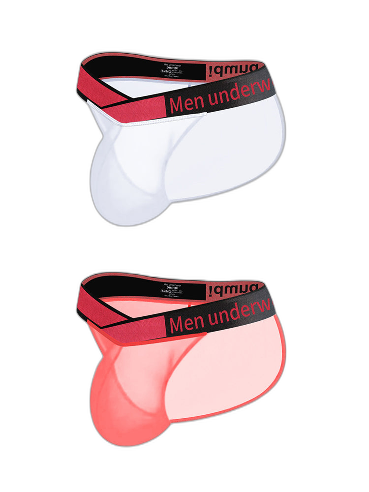 2 Pack Men's Large Pouch Semi-Transparent Sexy Bikini