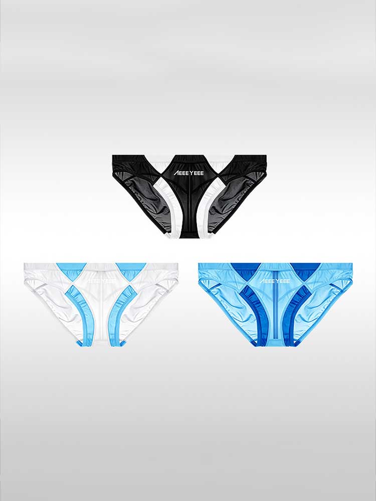 Men's Sexy Sheer Colorblock Stretch Thin Briefs