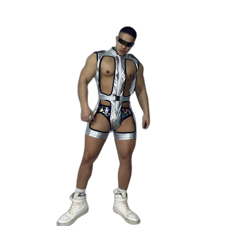 Silver Hollow Bodysuit Rave DJ Costume