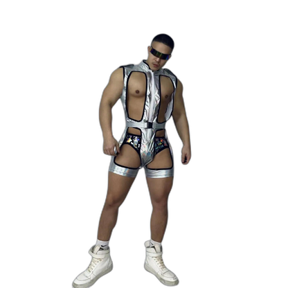 Silver Hollow Bodysuit Rave DJ Costume