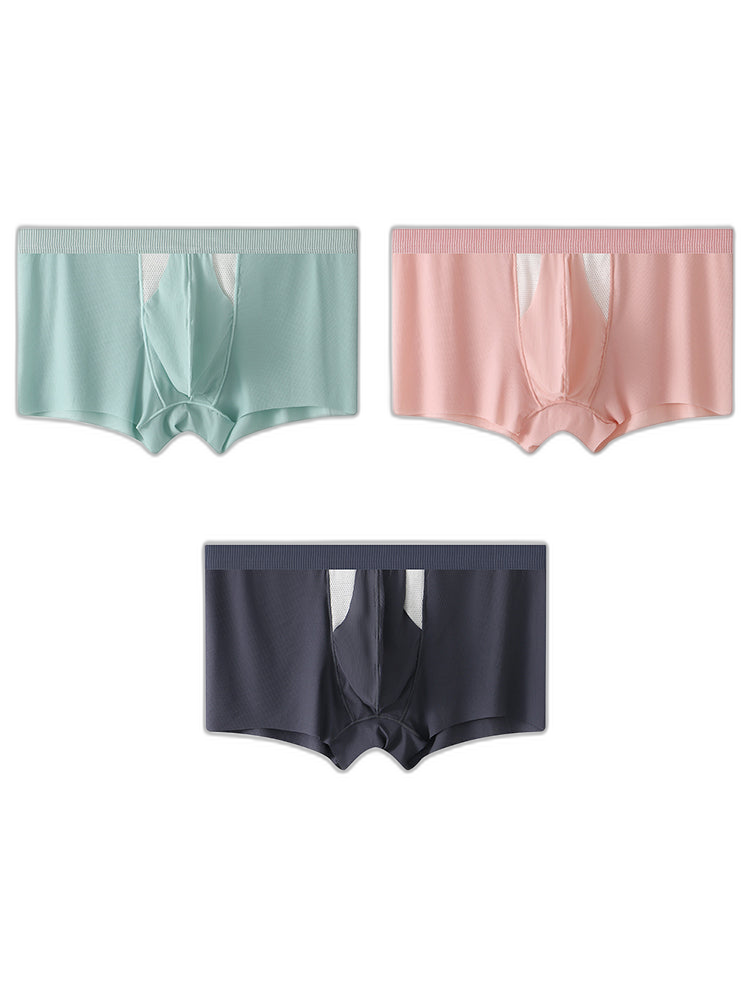3 Pack Split-Support Men's Trunks- Breathable & Bulge-Enhancing