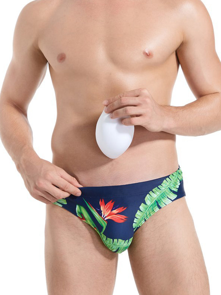 Men's Printed Sexy Cup Triangle Swim Briefs