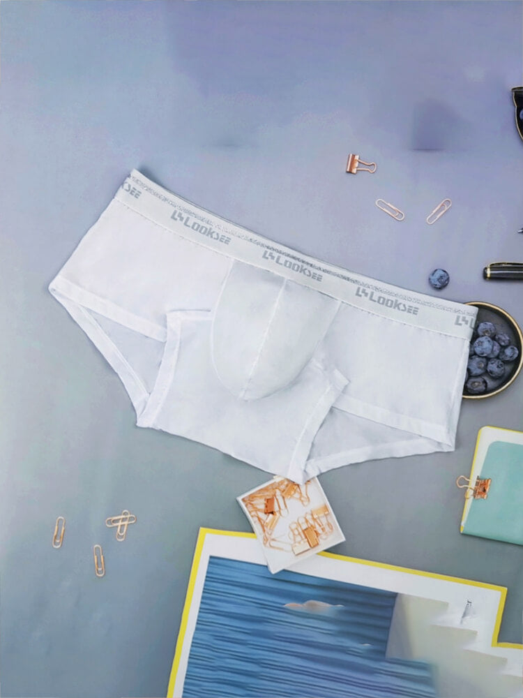 Men's Sexy White Ultra-Thin Ice Silk Boxer Briefs