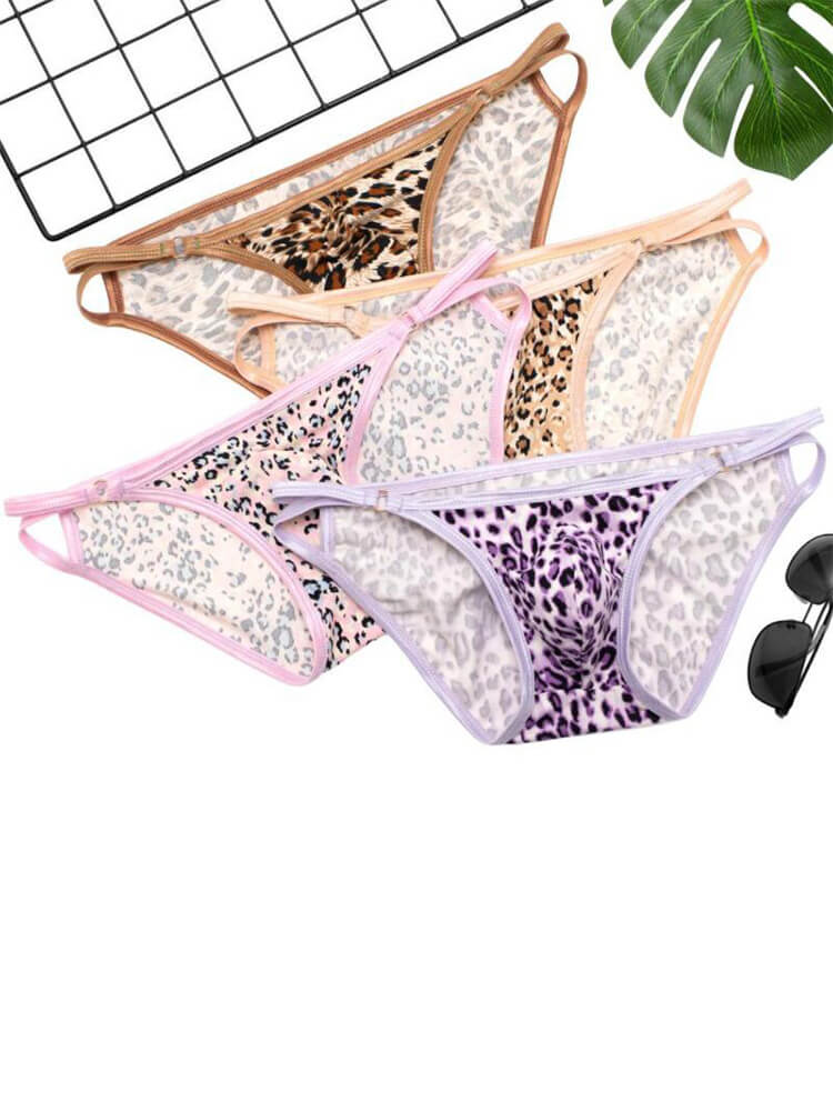 Men's Sexy Low-Rise Leopard Print Cotton Thong