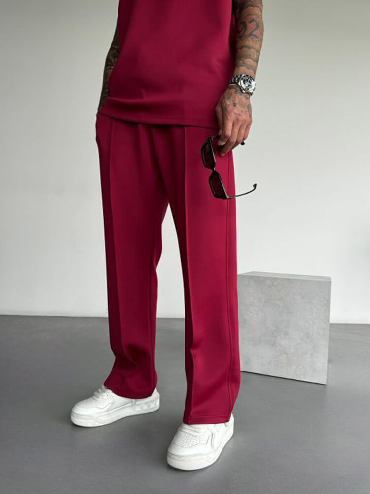 Men's Casual Solid Color Knitted Straight Pants