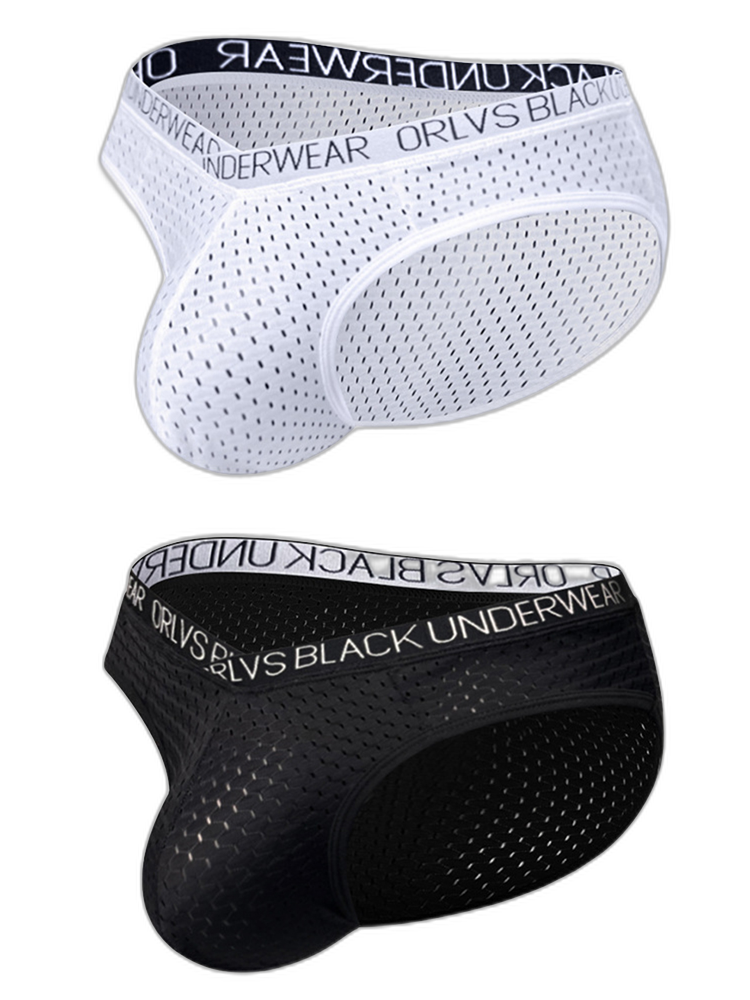 2 Pack Men's Sexy V-shape Waistband Mesh Bikinis