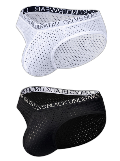 2 Pack Men's Sexy V-shape Waistband Mesh Bikinis