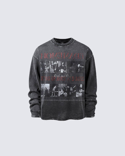 Vintage Rock Graphic Long Sleeve T-Shirt