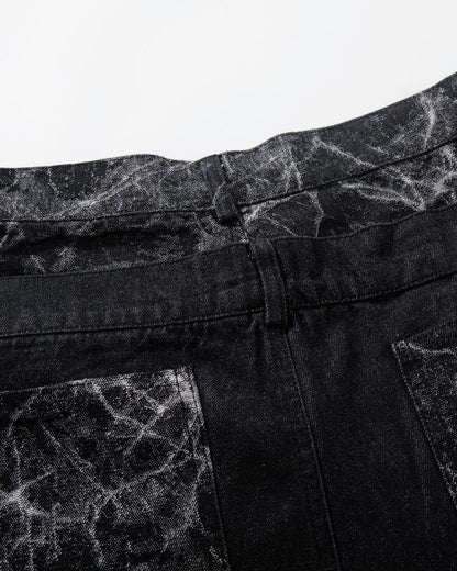 KIIKIO High-Street Retro Textured Wide-Leg Jeans