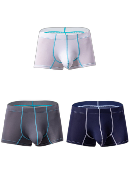3 Pack Men's Large Pouch Contrast Binding Trunks