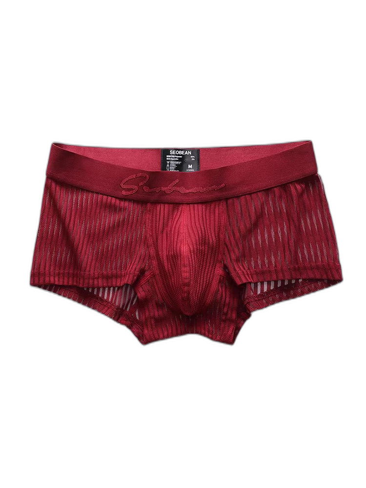 3 Pack Men's Striped Mesh Trunks with Comfort Pouch