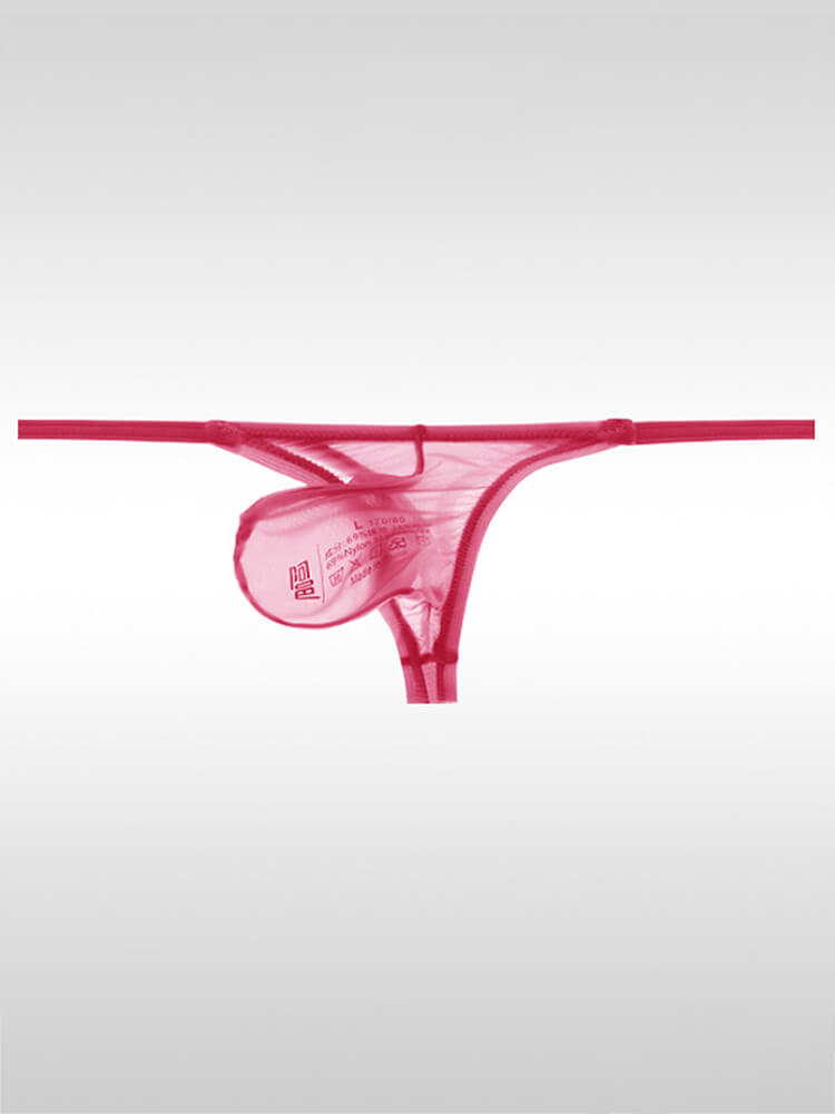 Men's Sexy Sheer U-Bulge Pouch Ice Silk Thong