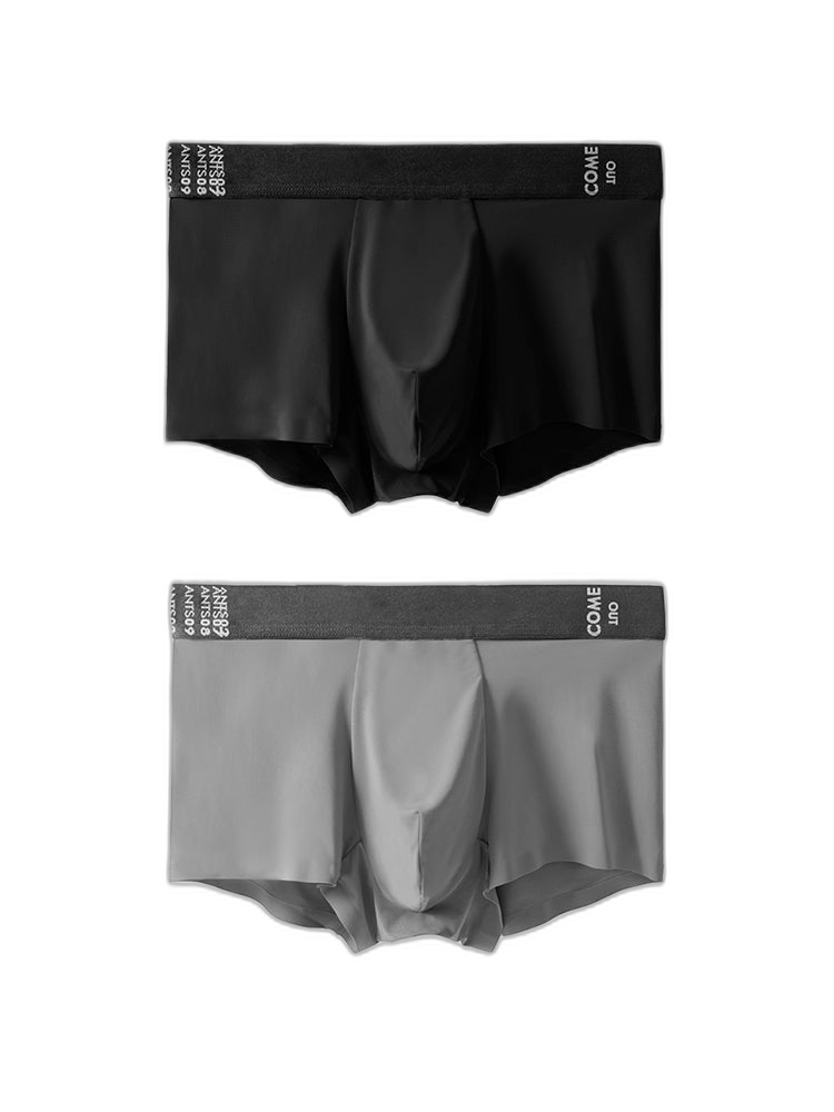 2 Pack Men's Premium Ultra-Thin Seamless Ice Silk Stretch Fit Trunks