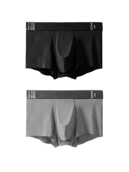 2 Pack Men's Premium Ultra-Thin Seamless Ice Silk Stretch Fit Trunks