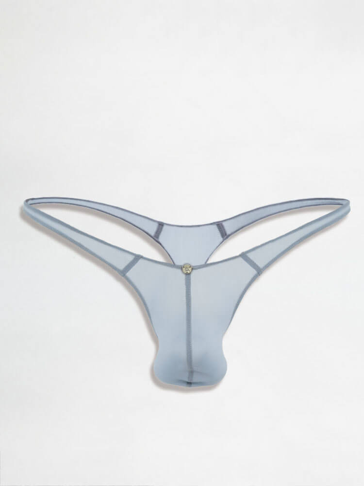 Men's Sexy Solid Color Low-Rise Transparent Thong