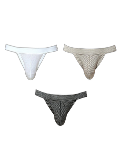 3 Pack Men's Breathable Mesh Odor-Resistant Solid Color Sexy Briefs