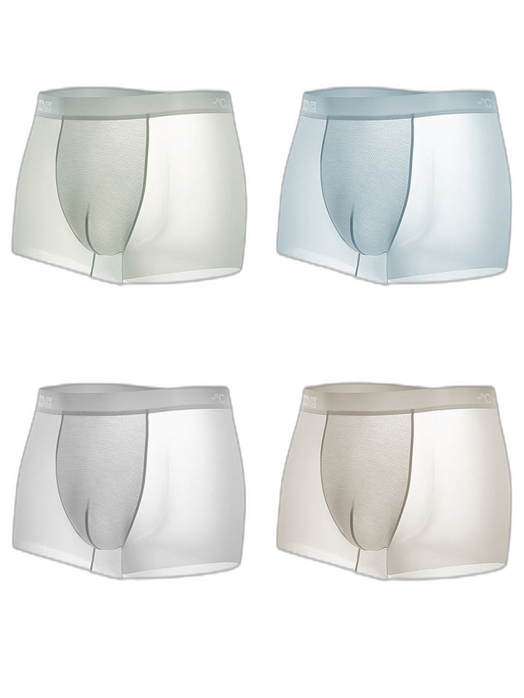 4 Pack Men's Breathable Ice Silk Antibacterial Sports Trunks