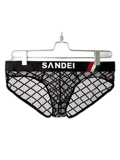 3 Pack Men's Low-Rise Lace Sexy Mesh Briefs And Thongs