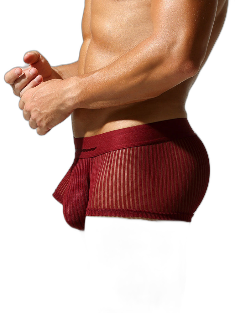 3 Pack Men's Striped Mesh Trunks with Comfort Pouch