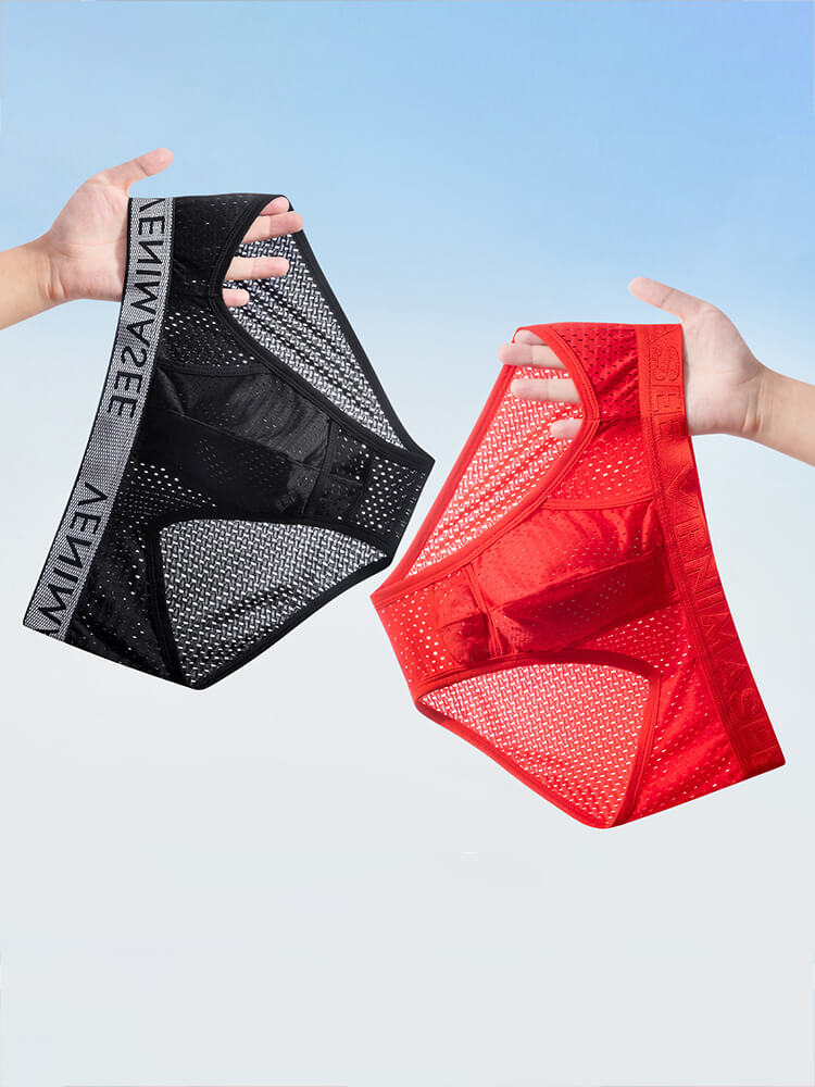 Men's Separated-Pouch Ice Silk Mesh Breathable Briefs