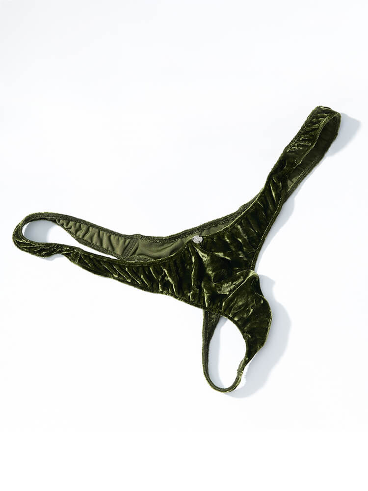Men's Sexy Velvet Low-Rise Deep V Thong